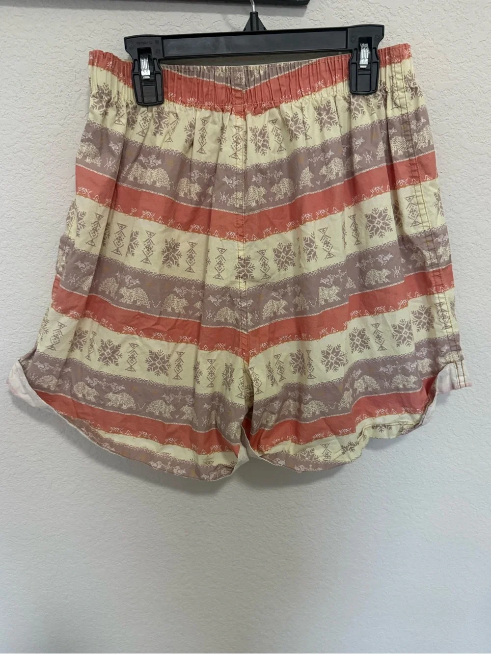 FREE PEOPLE Intimately Yellow Orange Stripe Pattern Long Cuffed Boxer Shorts S